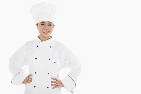 Portrait of a female chef smilingの写真素材