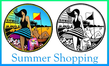 Summer Beach Shoppingの写真素材
