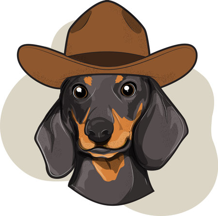 Dachshund dog in the retro bikers helmet and in the glasses. Creative poster, t-shirt composition, hand drawn style print. Vector illustration.のイラスト素材