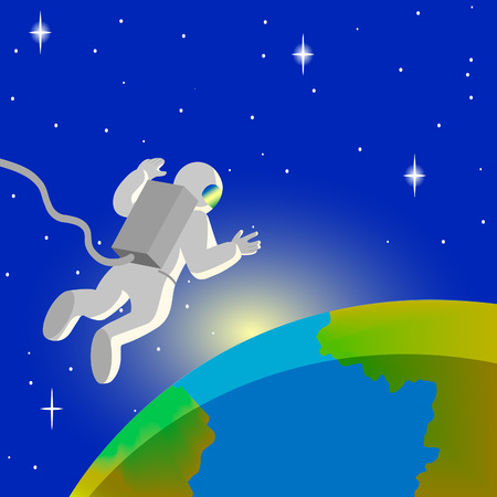 cosmonaut in open space Vector illustration.のイラスト素材