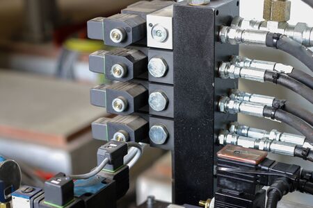 pneumatic cable pressure machine cutting steel factory industryの写真素材