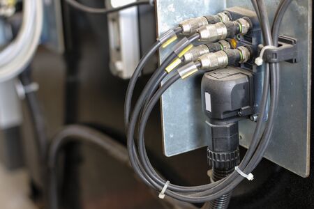 pneumatic cable pressure machine control cutting steel factory industryの写真素材