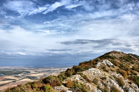 mountain ridge against the skyの写真素材