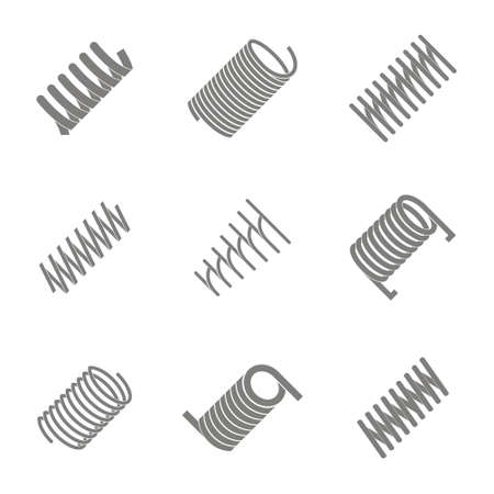 set of monochrome icons with springs for your designのイラスト素材