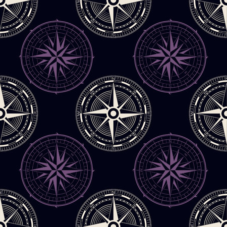 Seamless pattern with a compass rose for your designのイラスト素材