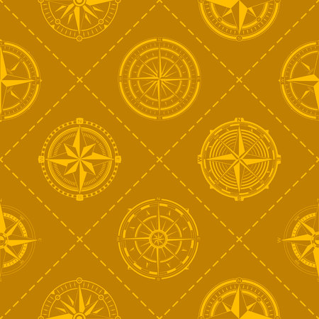 Seamless pattern with a compass rose for your designのイラスト素材
