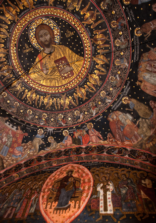 Bachkovo, Plovdiv / Bulgaria - 08/21/2018: The image of Jesus Christ on the ceiling in Bachkovo monasteryのeditorial素材