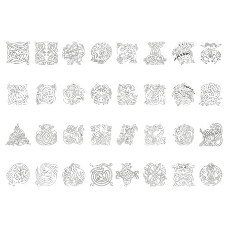 monochrome icon set with celtic knots for your designのイラスト素材