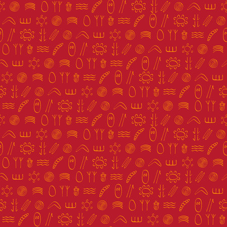 Seamless pattern with australian aboriginal symbolsのイラスト素材