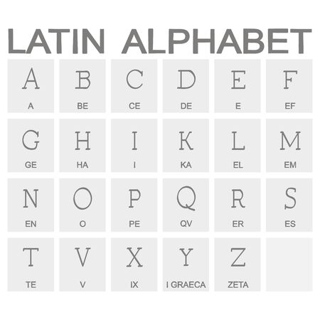 Set of monochrome icons with Latin alphabetのイラスト素材