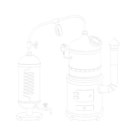 icon with vintage distillation apparatusのイラスト素材
