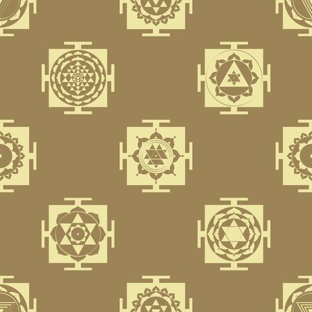 Seamless pattern with Yantra Hinduism symbolsのイラスト素材