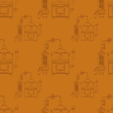 Seamless pattern with vintage distillation apparatusのイラスト素材