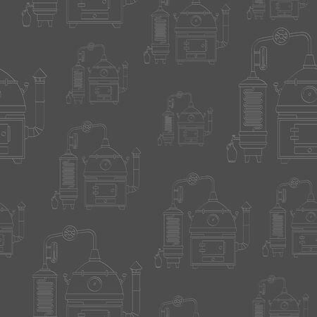 Seamless pattern with vintage distillation apparatusのイラスト素材