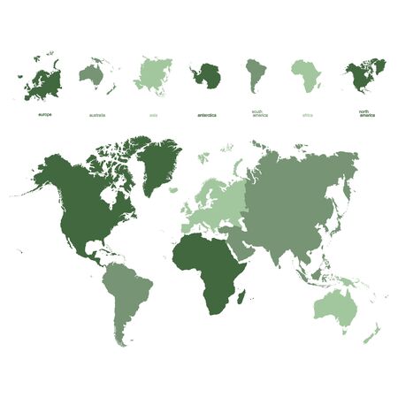 monochrome vector icons with world continents