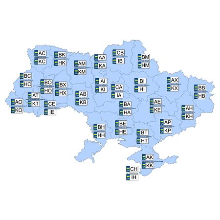 map with Vehicle registration plates of Ukraineのイラスト素材
