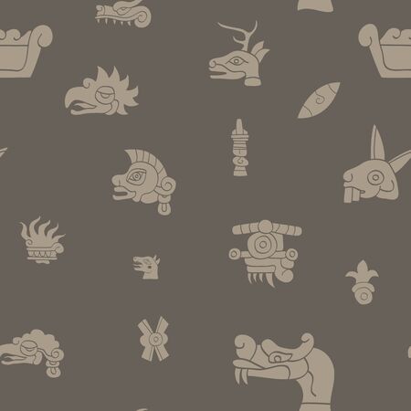 Seamless pattern with Aztec calendar Day signsのイラスト素材