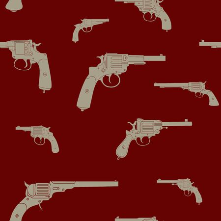 Seamless vector pattern with Revolversのイラスト素材