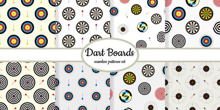 Collection of seamless pattern with dart boards designed for web, fabric, paper and all printsのイラスト素材