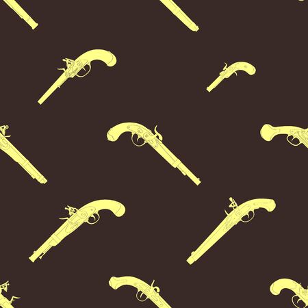 Seamless pattern with old pistol gunsのイラスト素材