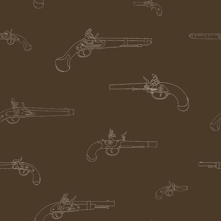 Seamless pattern with old pistol gunsのイラスト素材