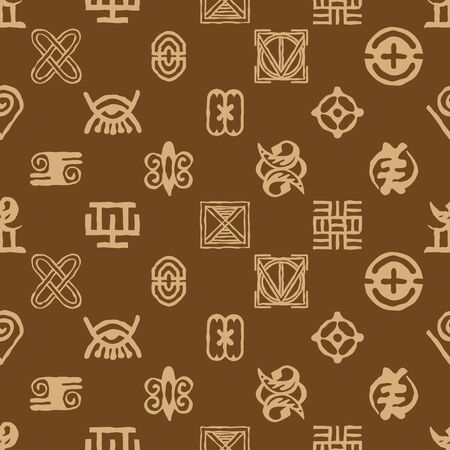 Seamless pattern with adinkra symbolsのイラスト素材