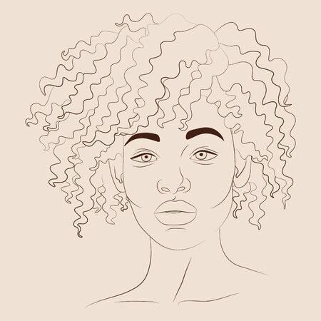 Vector illustration of beautiful black woman. African American pretty girlのイラスト素材