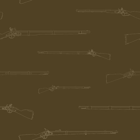 Seamless vector pattern with Antique Riflesのイラスト素材