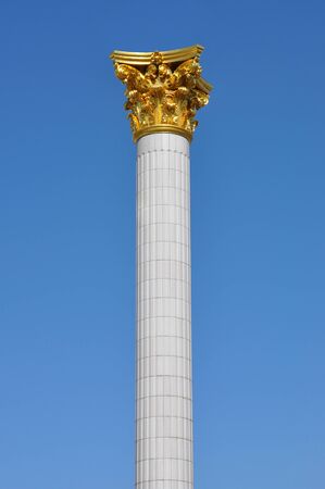 column with a gold ornamentの写真素材