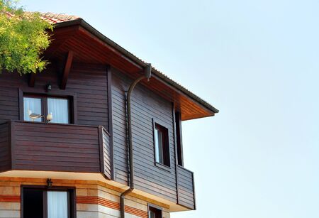 traditional house roof against the skyの写真素材