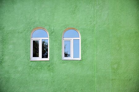 wall of the building with windowsの写真素材