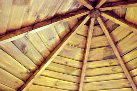 roof of a wooden gazebo from the inside