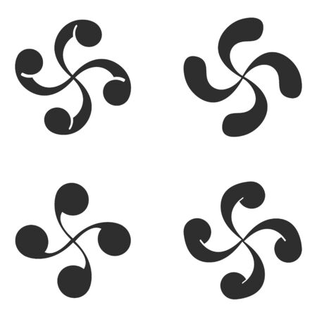vector monochrome icon set with Basque cross Lauburuのイラスト素材