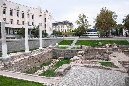 Plovdiv / Bulgaria - 07/09/2019: Excavations of ancient ruins