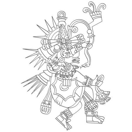 vector icon with Quetzalcoatl the Aztec god of wind and airのイラスト素材