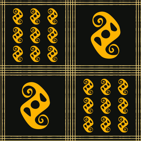 Seamless vector authentic fabric pattern with african adinkra symbols for your projectのイラスト素材