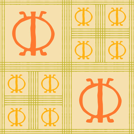 Seamless vector authentic fabric pattern with african adinkra symbols for your projectのイラスト素材