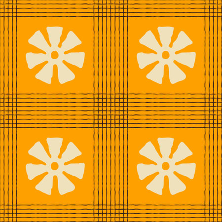 Seamless vector authentic fabric pattern with african adinkra symbols for your projectのイラスト素材