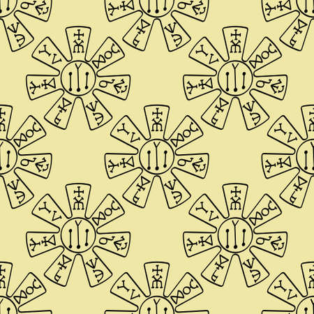 Seamless pattern with the Pliska Rosette medieval Bulgarian symbol for your projectのイラスト素材