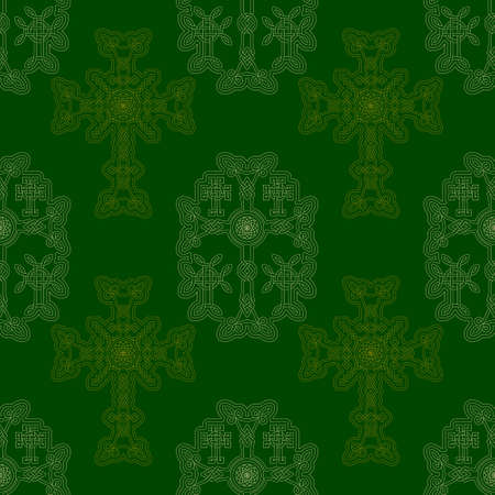 Seamless pattern with ancient Armenian symbol Khachkar. Armenian cross stone for your projectのイラスト素材