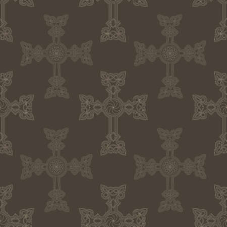 Seamless pattern with ancient Armenian symbol Khachkar. Armenian cross stone for your projectのイラスト素材