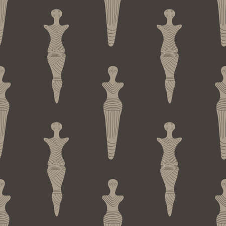 Seamless pattern with ancient ritual anthropomorphic symbol from Cucuteni â Trypillia culture for your projectのイラスト素材