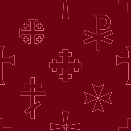 Seamless pattern with variants of Christian cross for your projectのイラスト素材