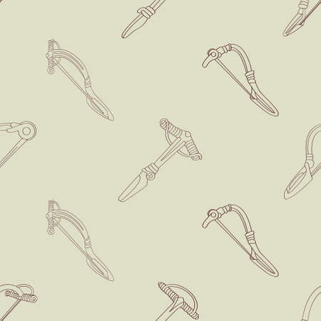 Seamless pattern with ancient brooch fibula for your projectのイラスト素材