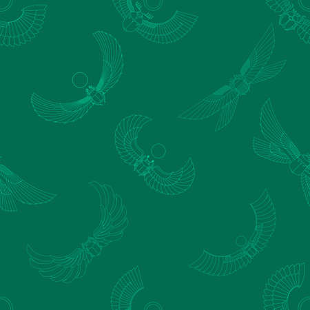 Seamless pattern with ancient egyptian symbol Scarab Winged sun for your projectのイラスト素材