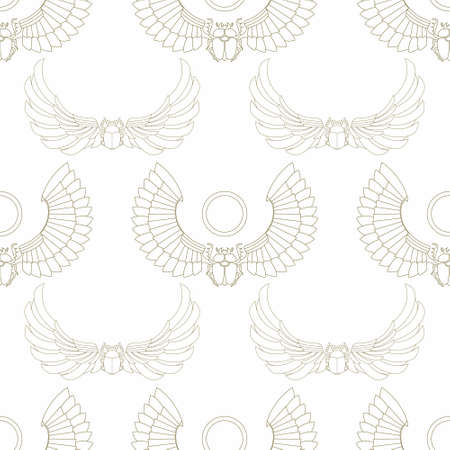 Seamless pattern with ancient egyptian symbol Scarab Winged sun for your projectのイラスト素材