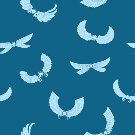 Seamless pattern with ancient egyptian symbol Winged sun for your projectのイラスト素材