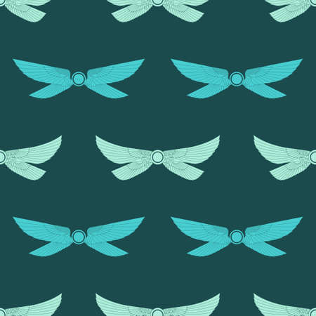 Seamless pattern with ancient egyptian symbol Winged sun for your projectのイラスト素材