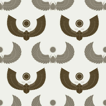 Seamless pattern with ancient egyptian symbol Scarab Winged sun for your projectのイラスト素材