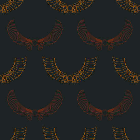Seamless pattern with ancient egyptian symbol Winged sun for your projectのイラスト素材